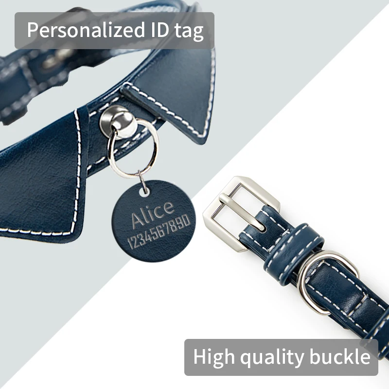 Leather Cat Dog Collars Adjustable fashion Personalized Puppy Kitten