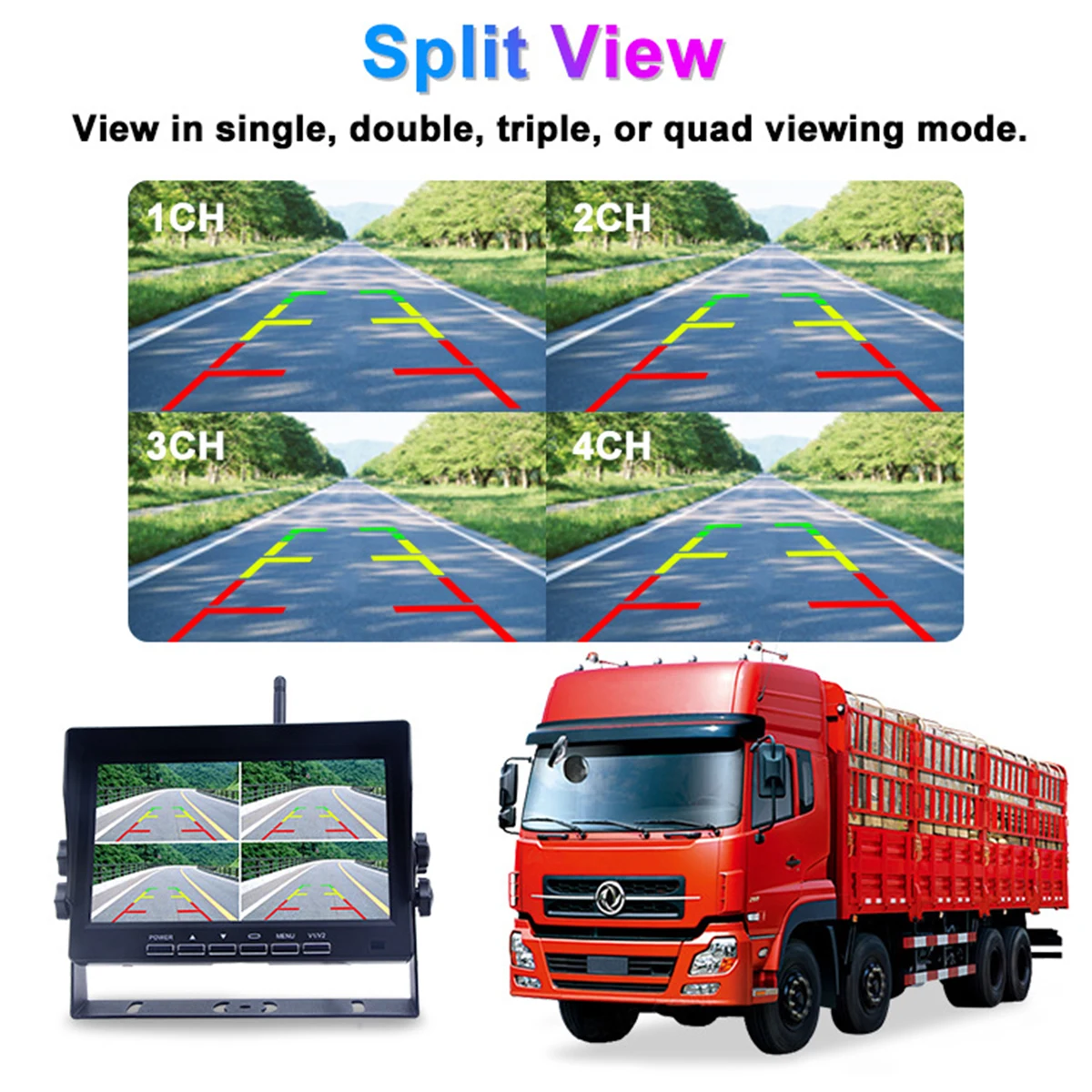 Bileeko RV Backup Camera Wireless 7 inch Monitor System DVR Digital Wireless AHD Video Recording for Trucks Bus