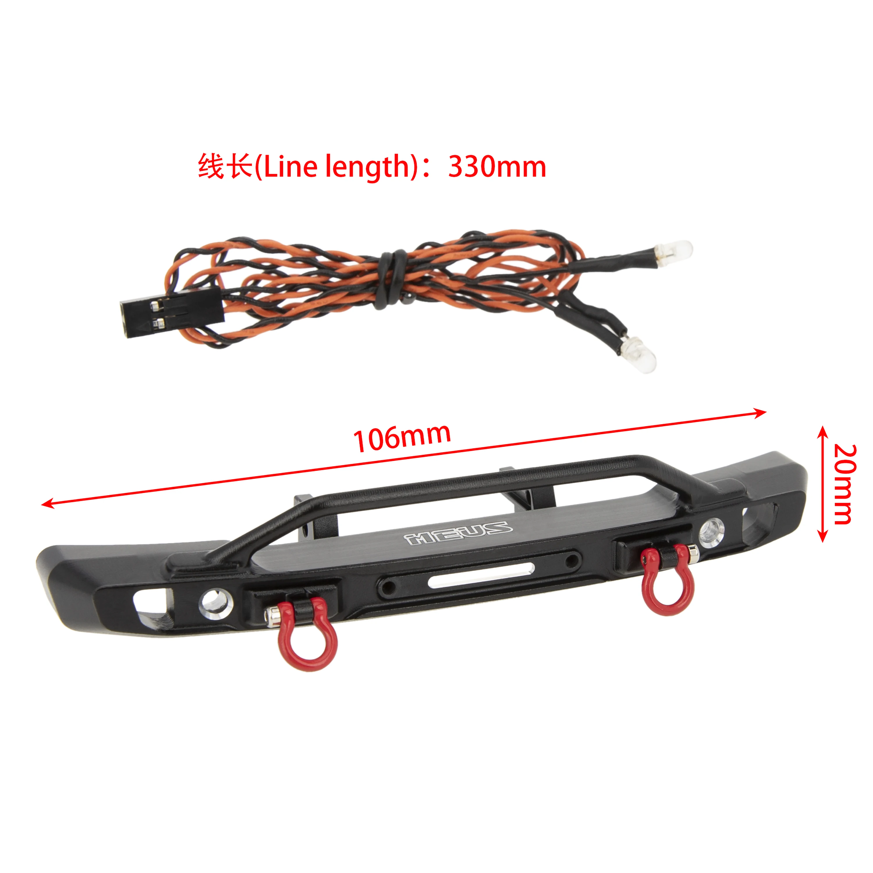 MEUS RACING Aluminum Front Bumper with LED Lights for TRX4M 1/18th RC Crawler Car Upgrades Bronco 4