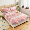Cartoon Unicorn Printed Cotton Fitted Sheet 3 Pieces Bedding Set for Children's Girls Bed Cover Pink Non-slip Mattress Protector 1
