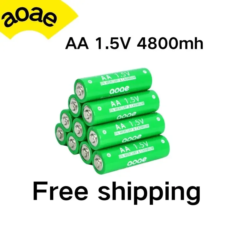 충전식 배터리, 재사용 가능한 NI-MH1.5V AA 배터리, 시계, 마우스, 컴퓨터, 장난감 등, 1.5VAA, 4800mAh, 무료 배송 