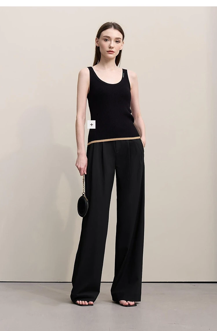 Amii Minimalism Women' S Pants 2026 Spring New Versatile Pleated Loose Wide-leg Pants Solid Color Casual Basic Trousers 12641076