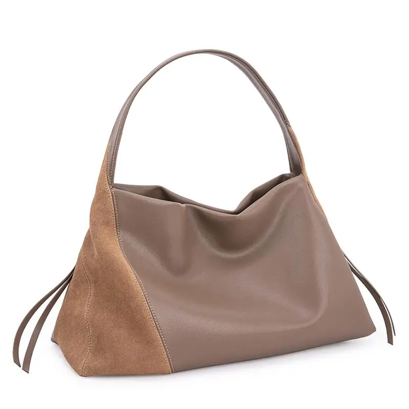 thumbnail image 1 of Bolso de lujo ligero de moda con combinación de colores en contraste de gamuza esmerilada de cuero de alta calidad para mujer, bolso de hombro sencillo e informal todo en uno, 1 of 5