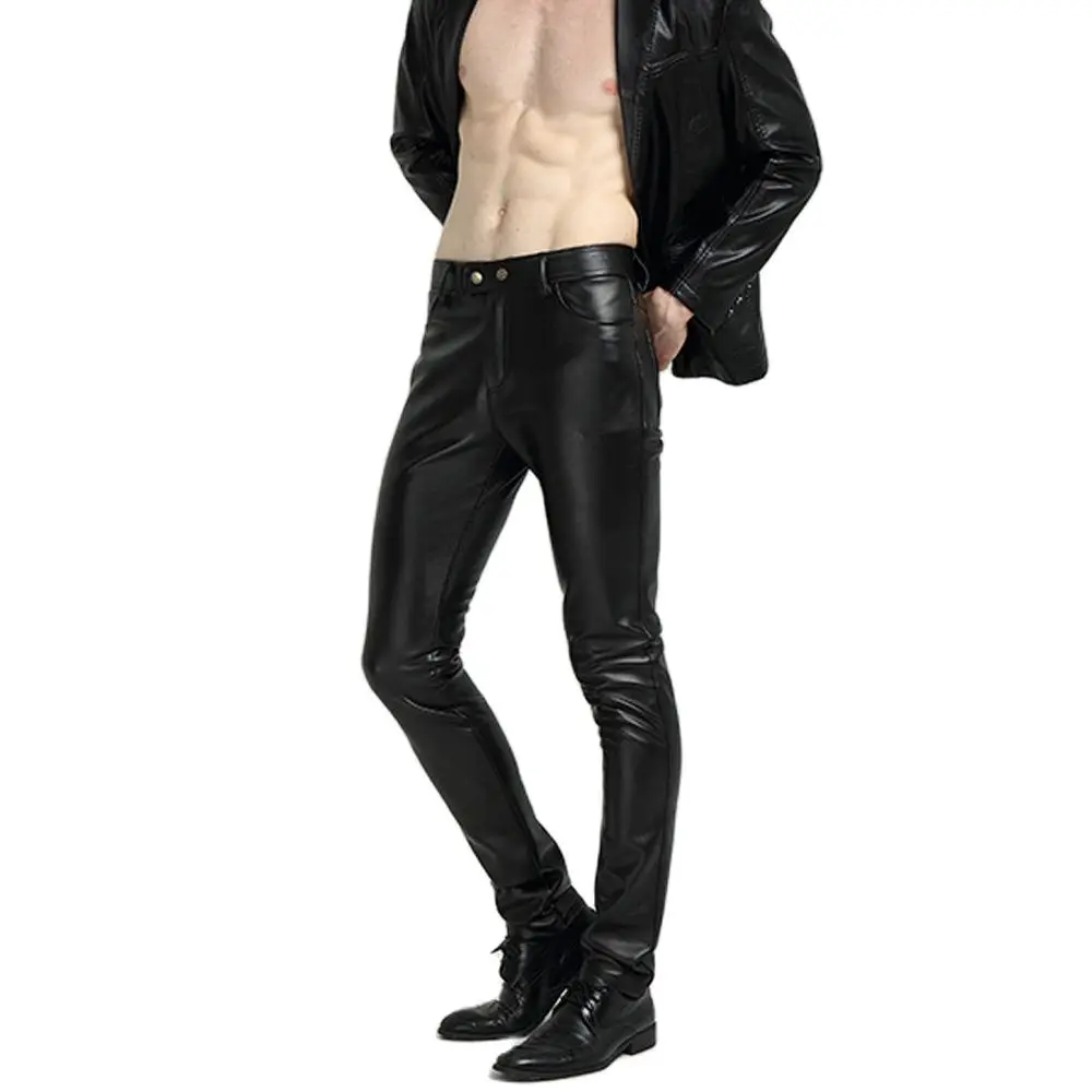 

Ladiguard Plus Size Men PU Leather Pants Latest Autumn Fashion Zipper Trouser Sexy Faux Leather Skinny Pant Mens Streetwear 2023