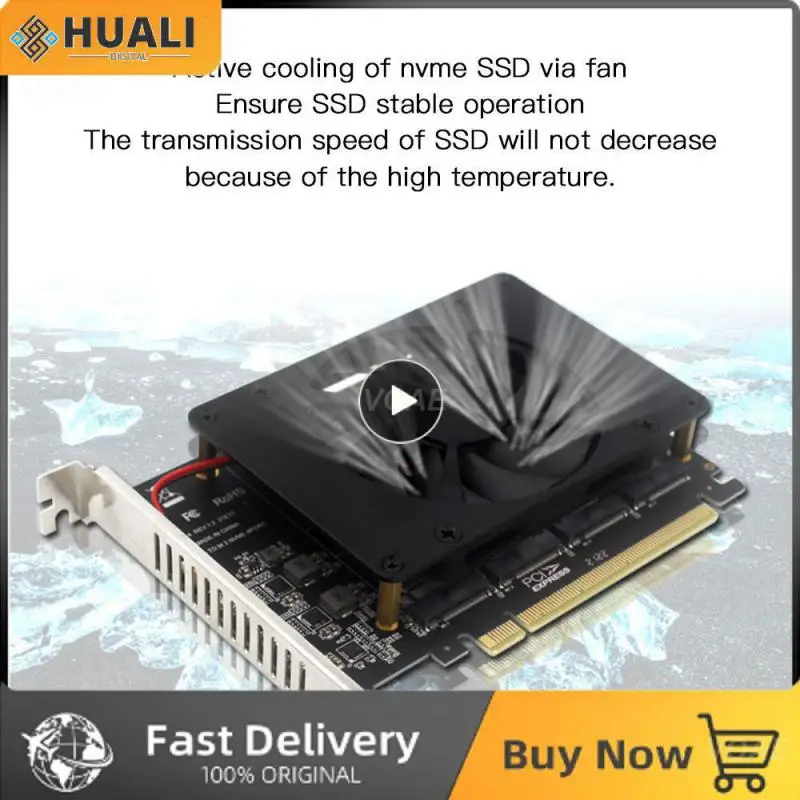 

Pci-e раздельная карта Nvme M.2 с охлаждающим вентилятором, высококлассная черная плата, Новый адаптер захвата, Pci-ex16 4-disk Ssd, Высококачественная карта массива