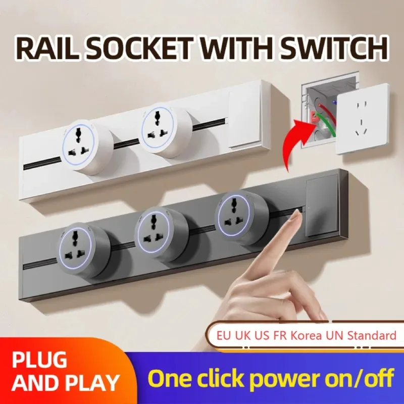 ปลั๊กไฟรางแบบขยายสำหรับห้องครัว ปลั๊กไฟสำหรับเครื่องใช้ไฟฟ้าในบ้าน ปลั๊กไฟแบบป๊อปอัพ อะแดปเตอร์ปลั๊กไฟมาตรฐานสหราชอาณาจักร สหรัฐอเมริกา สหภาพยุโรป และสหประชาธิปัตย์ พร้อมสวิตช์ 1