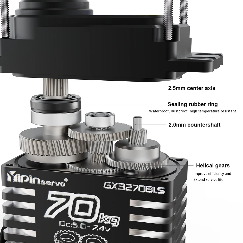 70KG Digital Servos 8.4V Oblique Gear Metal Gear Steering Servos for 1/8 1/10 1/12 RC Truck Car Crawler Boat Robot