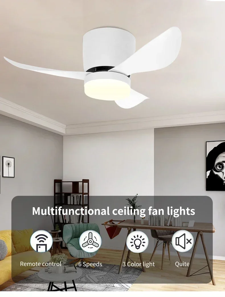 Description Picture 5 of itemLow Floor Modern LED Ceiling Fan with Variable Frequency DC Remote Control Bedroom and Children's Room Remote Electric Fan Light