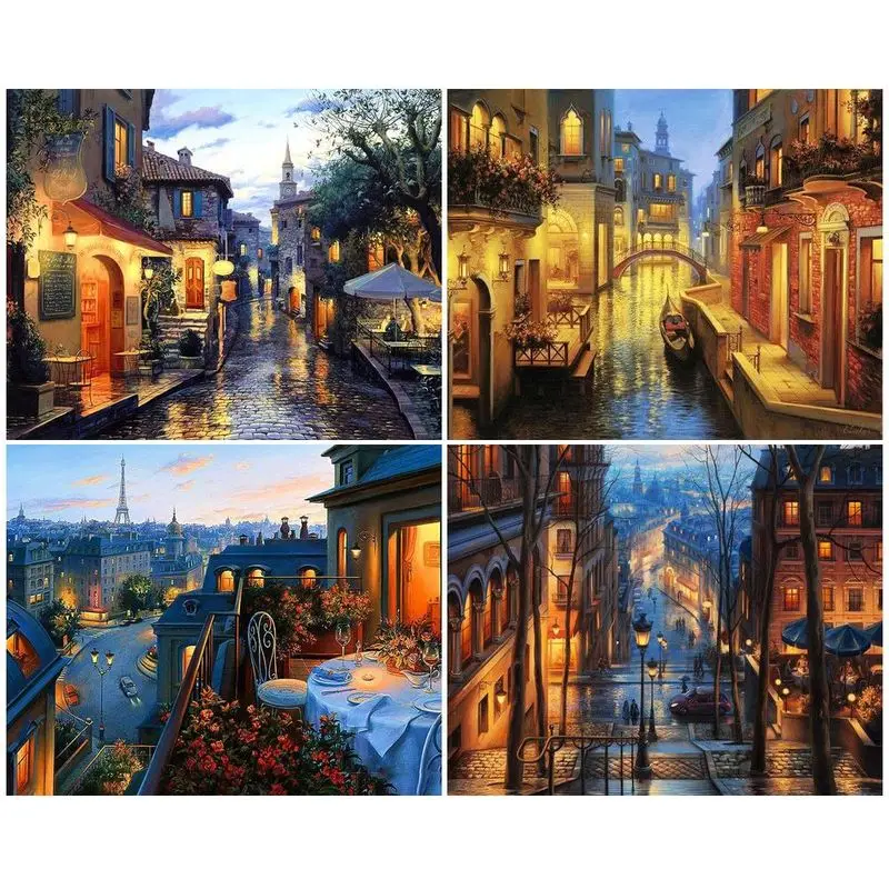 

CHENISTORY Pictures By Number Diy City Night Scenery Kits Handiwork Picture Art Painting By Numbers Drawing On Canvas Home Decor