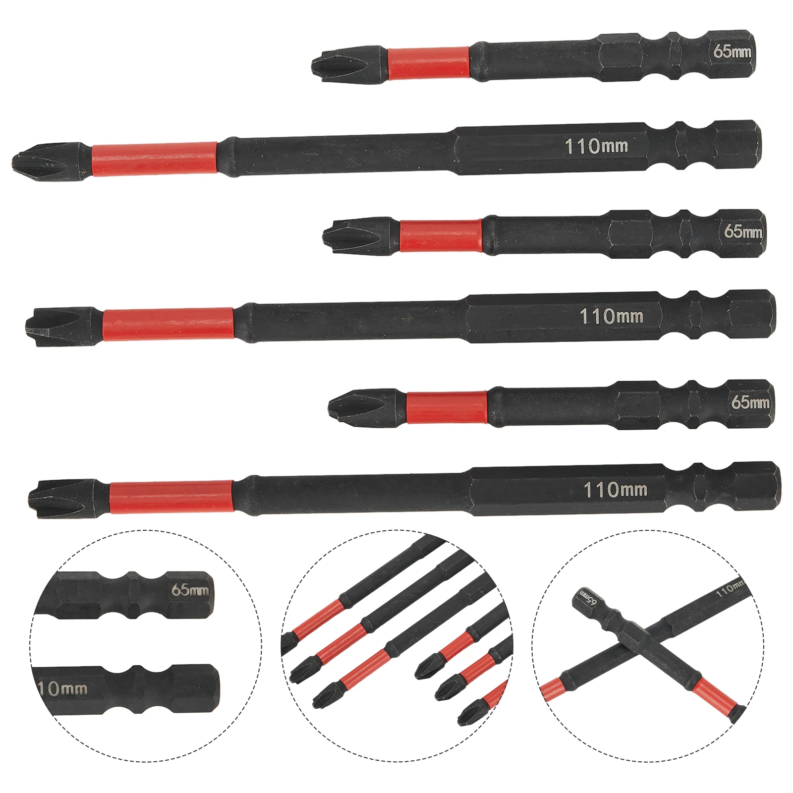 

6PCS Fph1 Fph2 Fph3 Cross Bit 65/110mm For Screwdriver Torque Socket Switch Circuit Breakers Air Switches Electrical Tools For E