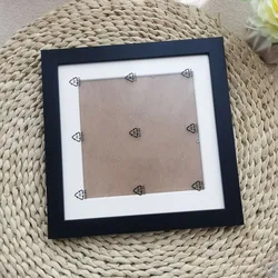 Square Wood Photo Frame with Mat for Wall Hanging - Elegant Decor and Commemorative Gift (Black Frame)