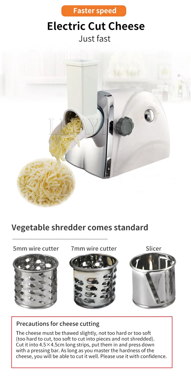 Description Picture 4 of itemElectric Cheese Slicer Commercial Automatic Shredder Mozzarella Shredding Cheese Grater Household Cheese Slicing