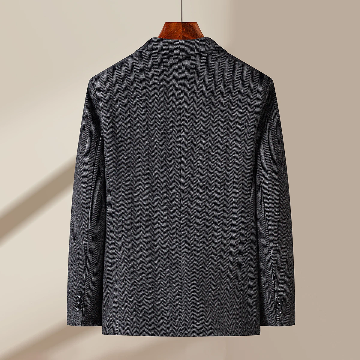 Men's Business Casual Single Suit Jacket High Quality Herringbone Wool Blend Single Breasted Stylish Handsome Line Bag