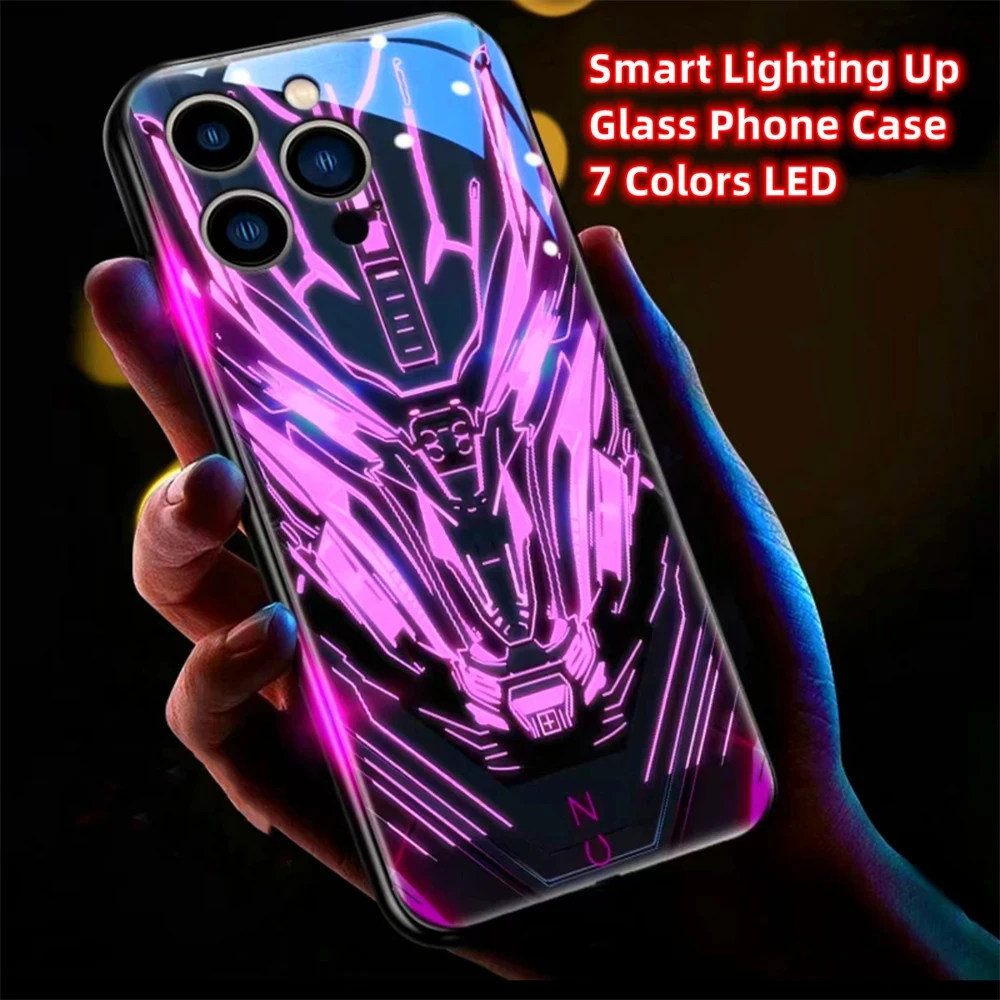 Popular Mechanical Armor LED Light Up Glowing Luminous Phone Case  For Huawei P60 P50 P40 P30 Pro Plus Mate 60 50 50E 40 30 20