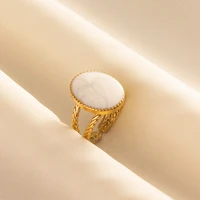 Bohemian Gold Color White Enamel Open Rings Luxury Irregular Stainless Steel Adjustable Finger Ring Women Charm Jewelry Gifts - Image 2