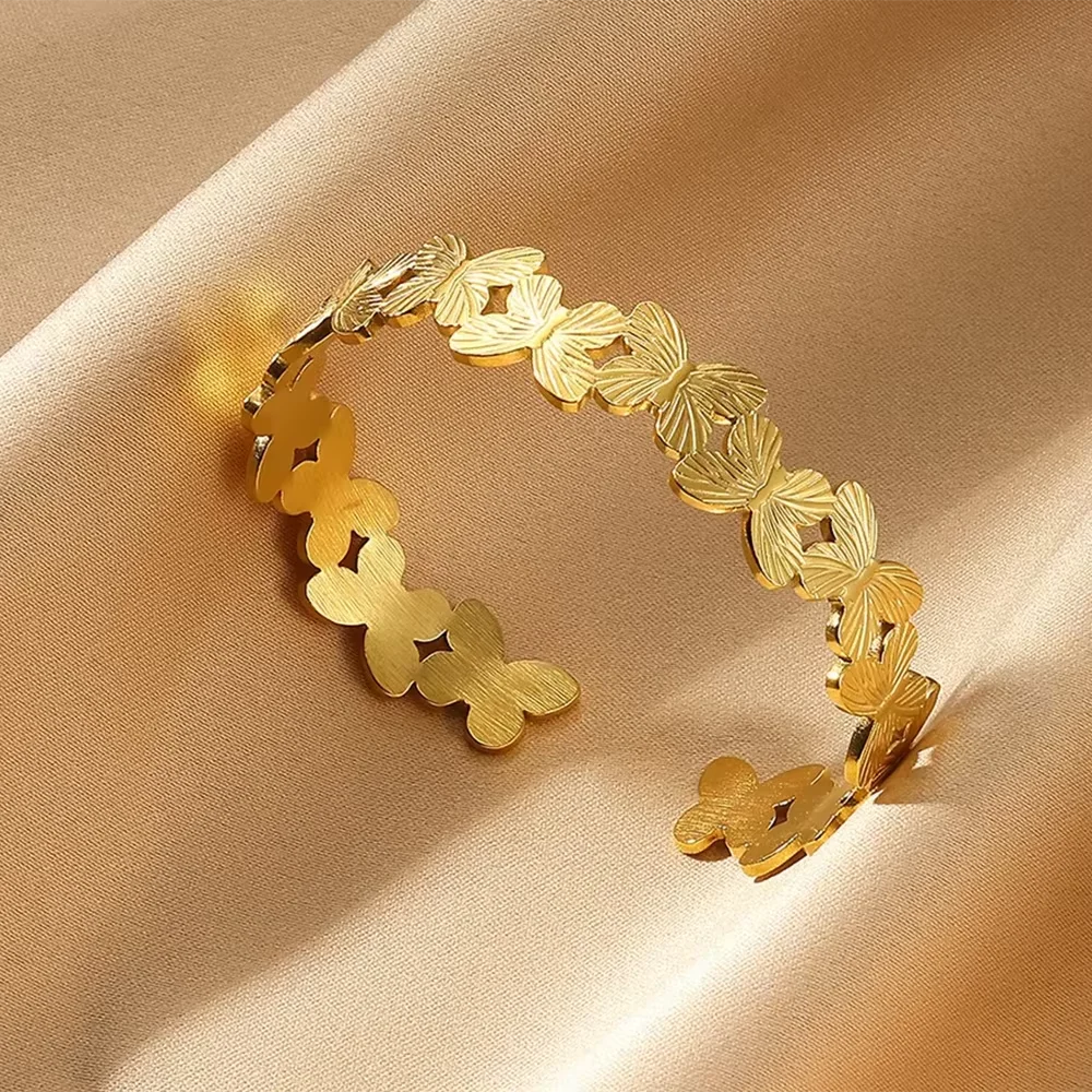 Stainless Steel Butterfly Bangles Bracelet For Women