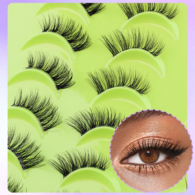 Demi cils en vison naturel, extension de faux cils, maquillage, contaminants moelleux, cils de chat Py, 5 paires, 10 paires, 14/20 paires 5