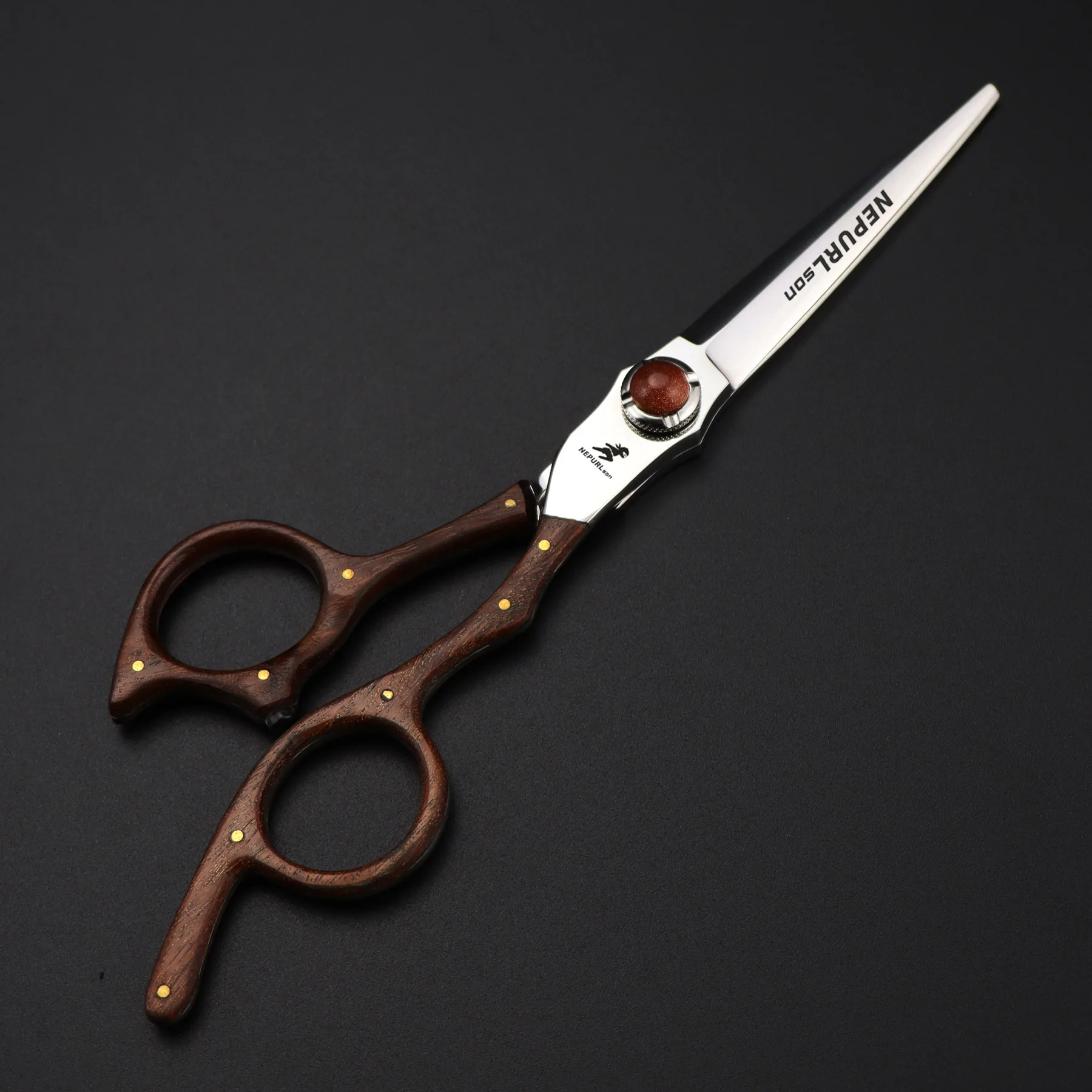 6 Inch Sandalwood handle hair scissors Professional Wooden handle