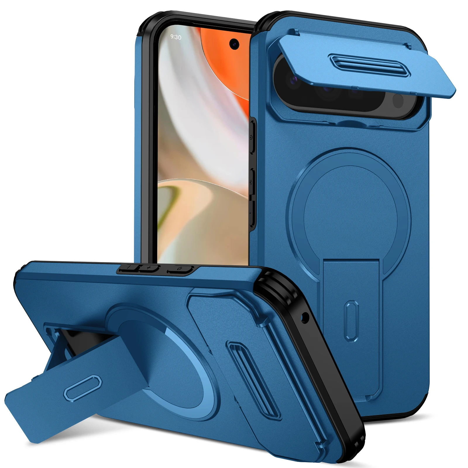 Premium Armor Case with Slide Camera Lens Protector and Magnetic Wireless Charging Compatibility