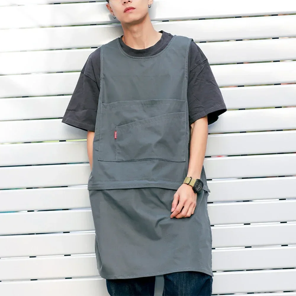 

And Workwear Customized Logo Kitchen Sleeveless Smock Work Women Men Removable Fashion Apron Clothes