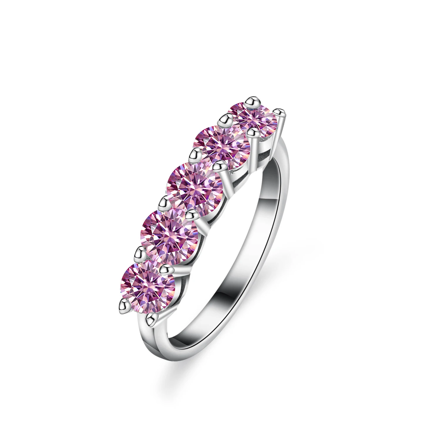Weißgold D-Farbe 4mm Moissanit-Ring für Damen 1,5CT Stein Passend zu Diamanten Ehering Braut S925 Sterling Silber – Detail 15