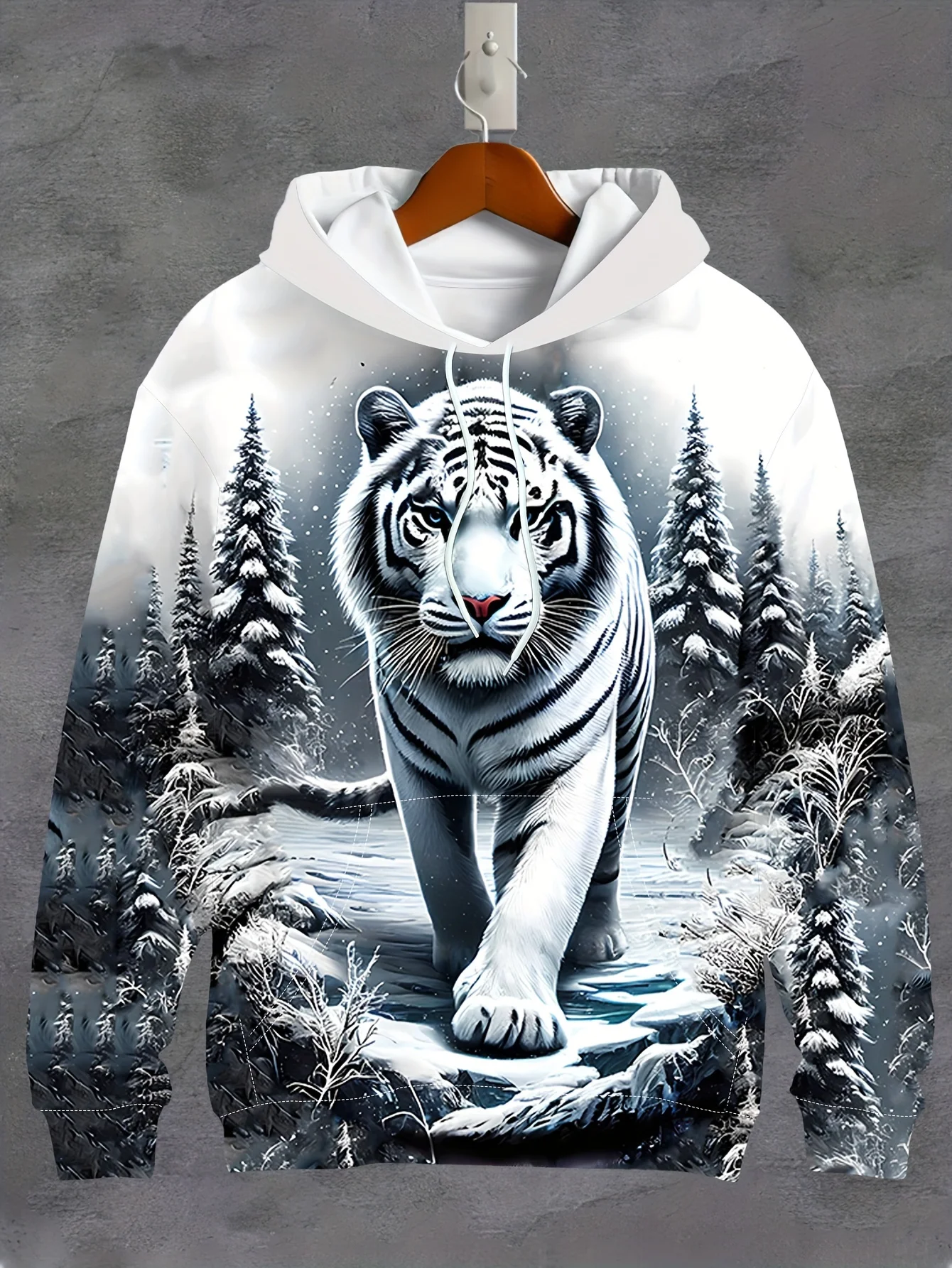 Heißes verkaufendes neues Herren-Herbst-Tiger-Print-weiches, bequemes, atmungsaktives Kapuzen-Sweatshirt im Freien, urbane Modekleidung