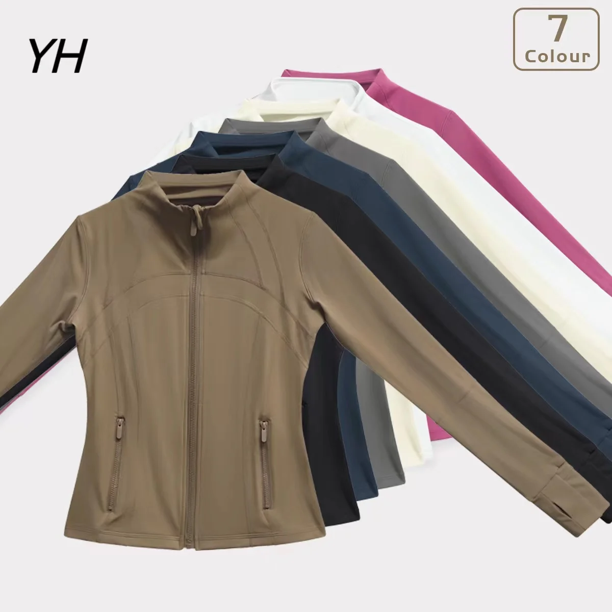 

Yoga Suit Standing Neck Zipper Long Sleeved Quick Drying and Breathable Sports Jacket Professional Training Running Fitness Suit