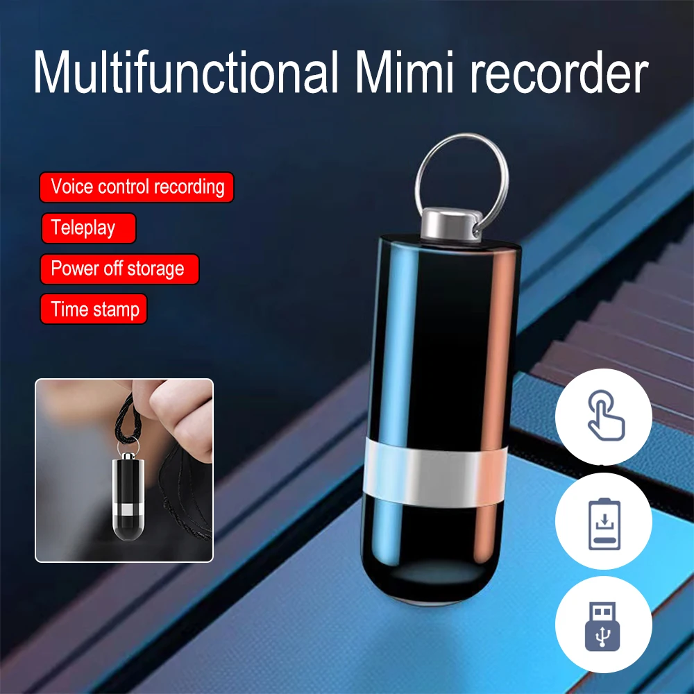 Mini Digital Chaveiro Gravador de Voz hd Gravação Caneta Redução de Ruído Mp3 Player de Música Gravador de Voz Ativado por Voz 8g 16g