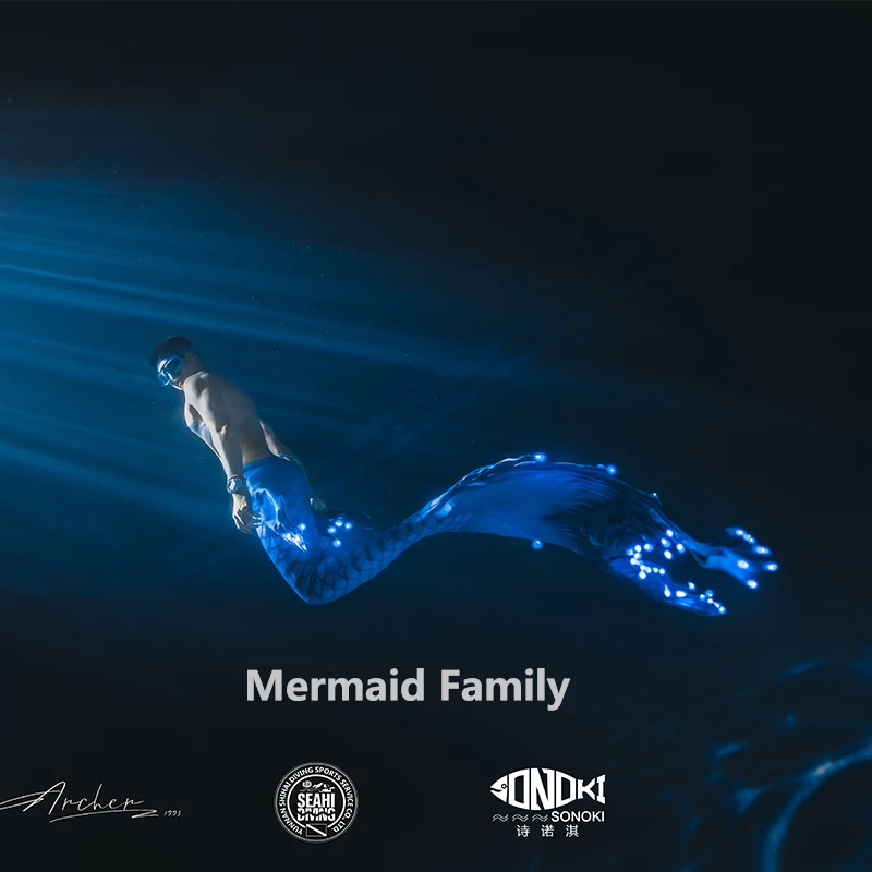 Light Up Bright New Design Mermaid Skin Tail Glow In the Dark Galaxy Fish Skin Tail Swimsuit Adult Children Aquarium Performance