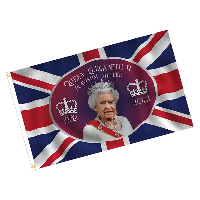 3x5Ft Queen Platinums Jubilee Flag Union Jack Flags British Decorations For Home Garden Queen Elizabeth Featuring Her Majesty 1