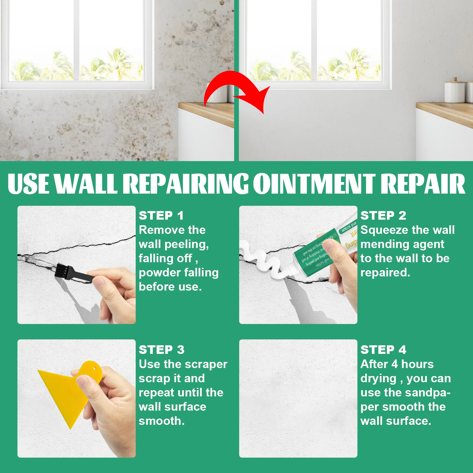 Sealant Paste Waterproof Sealant Wall Repair Tool Wall Paint Tile Repair Kit Wall repair paste Household wall repair crack nail hole putty waterproof mildew proof