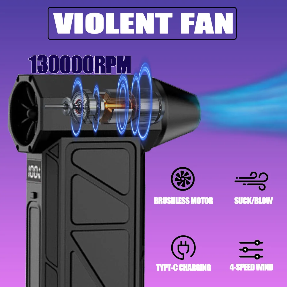 Turbo Violent Fan Air Duster Blower Handheld Duct Fan Mini Turbo Jet Fan Powerful Blower Car Electric Air Duster 6