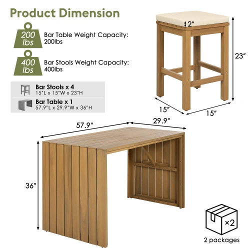 5-Piece Acacia Wood Bar Set 5