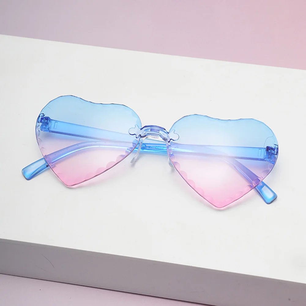 Kinder Liebe Herz Rahmenlose Sonnenbrille Niedliche Farbverlauf Herz Form Sonnenbrille Outdoor Baby Shades Bunte Brillen Brille – Detail 7