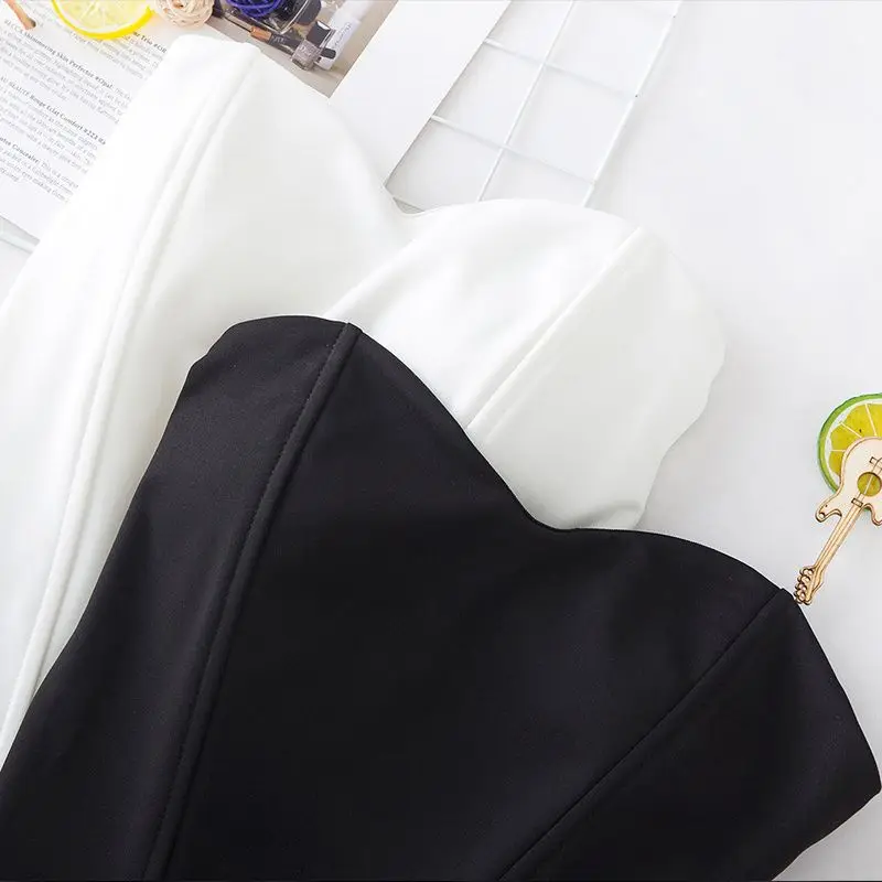 Description Picture 4 of itemWomen's Slimm Tube Tops With Bra Strapless Over Bust Butiers With Bones Camisole With Zipper Outwear For Clubwear