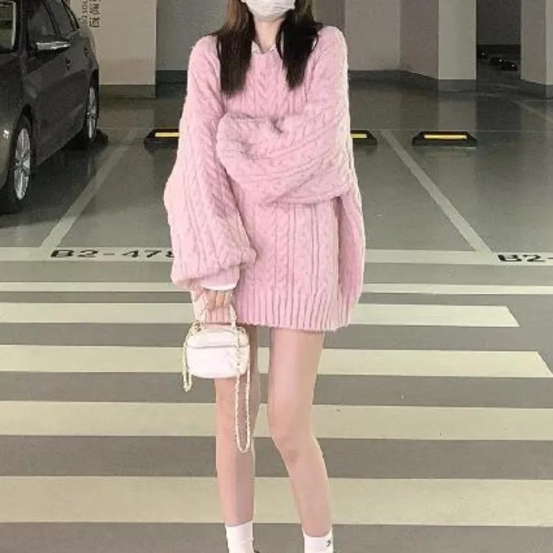 

Lazy style, soft waxy pullover, autumn and winter Fried Dough Twists sweaters, female students, versatile, wearing knitwear