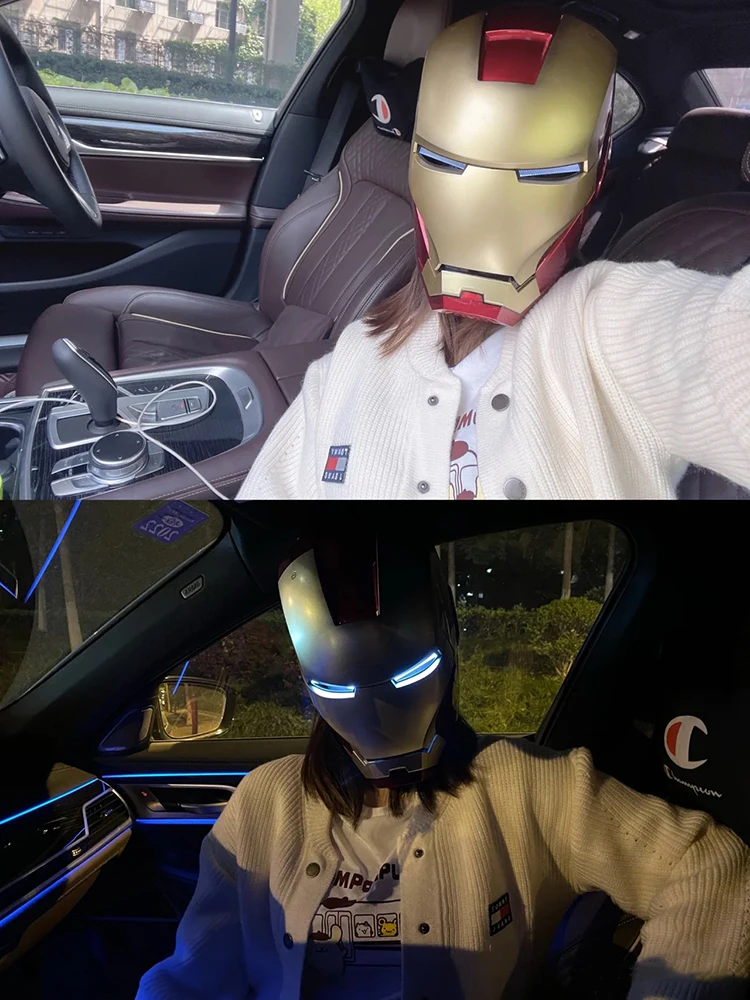 Neuer 1:1 Iron Man Elektrohelm, mehrteiliges, manuell zu öffnendes Helmmodell, leuchtend, Spielzeug für Erwachsene und Kinder, Geschenk – Detail 4