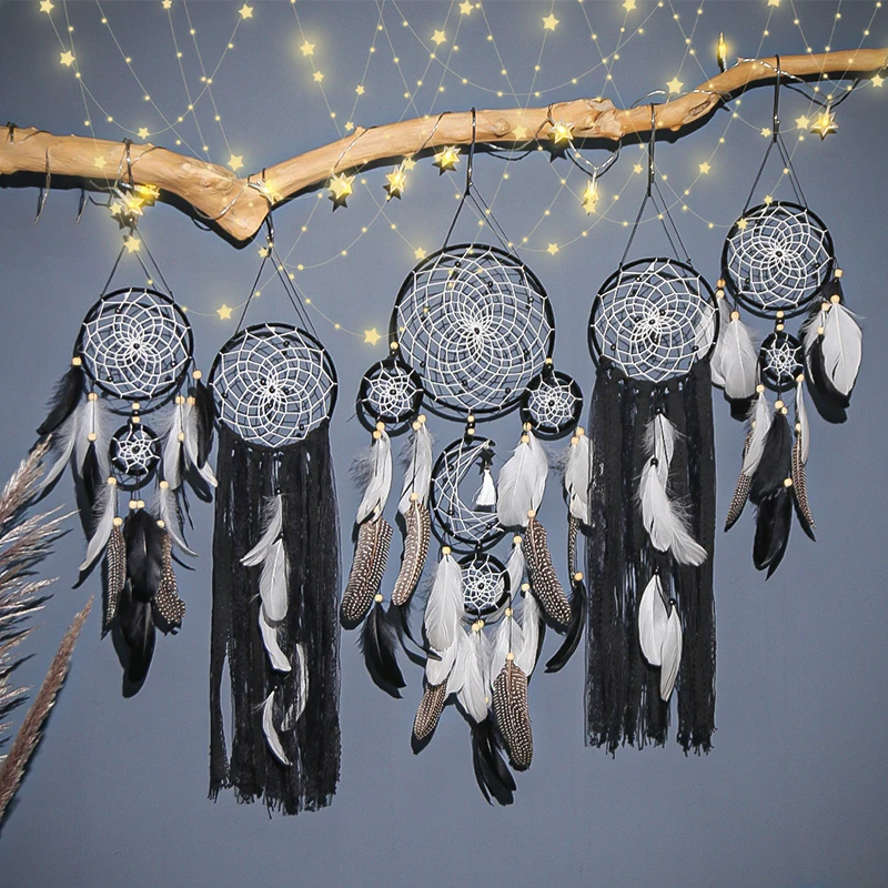 5pcs/set Feathers Dream Catcher Wall Hanging Decoration for Home Living Room Bedroom