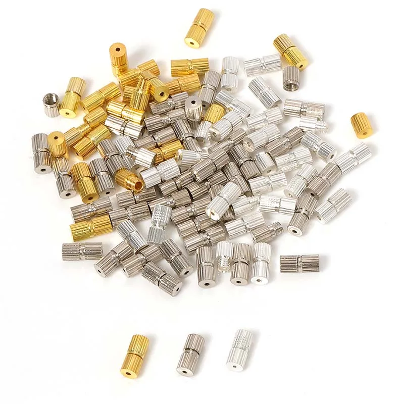 

50pcs Cylinder Fasteners Buckles Closed Beading End Clasp Screw Clasps Hook For DIY Bracelet Necklace Connectors Jewelry Making