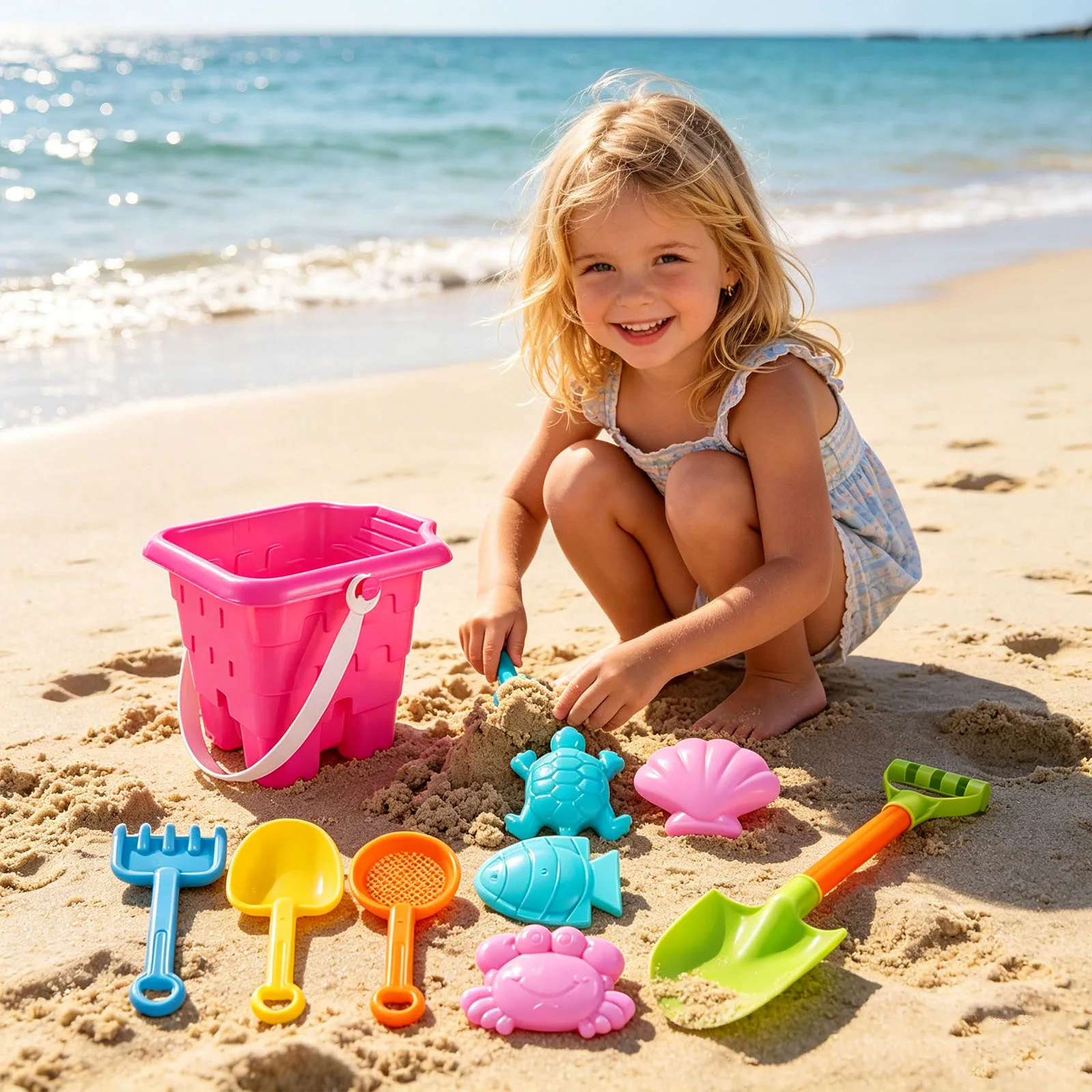 12er Set Strandeimer Mit Schaufeln Für Garten Und Park_voghion.com