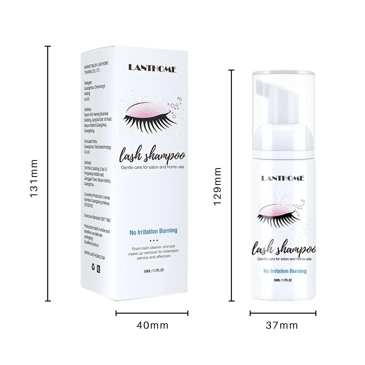 50ml Lanthome Eyelash Extension Shampoo Foam Eyelid Deep Clean Cleanser For Makeup Tools Mascara Remover Glue Salon Home Use 6