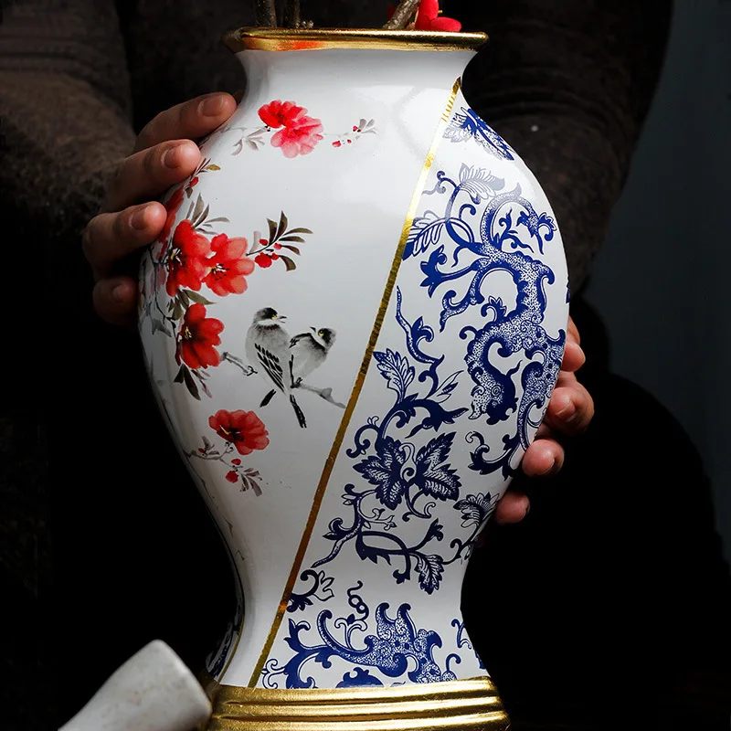 

Роскошная позолоченная Цветочная фарфоровая ваза, ручная работа, современное искусство, керамическая роспись, Цветочная фотография