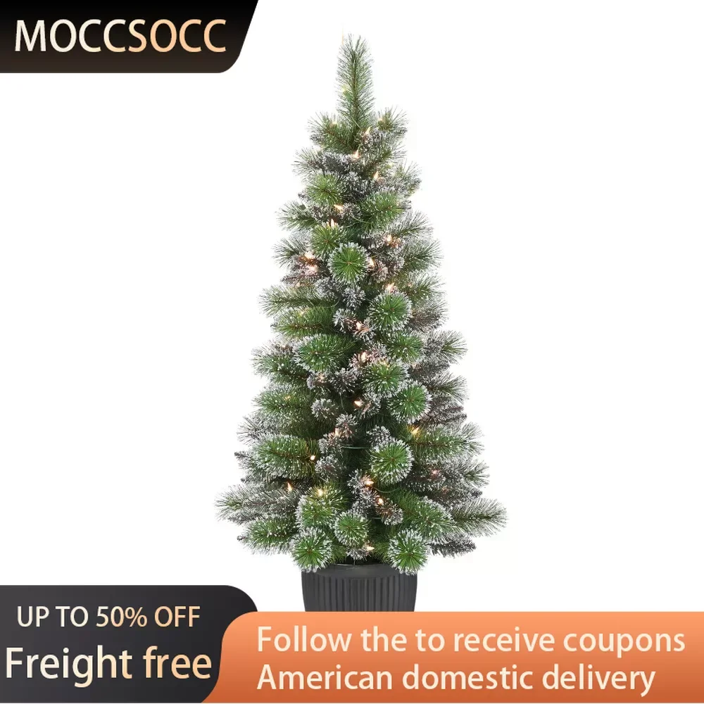 

Pre-Lit 4' Potted Glitter Artificial Christmas Tree With 70 Lights Holiday Decorations Christmas Tree Large for Home Decoration
