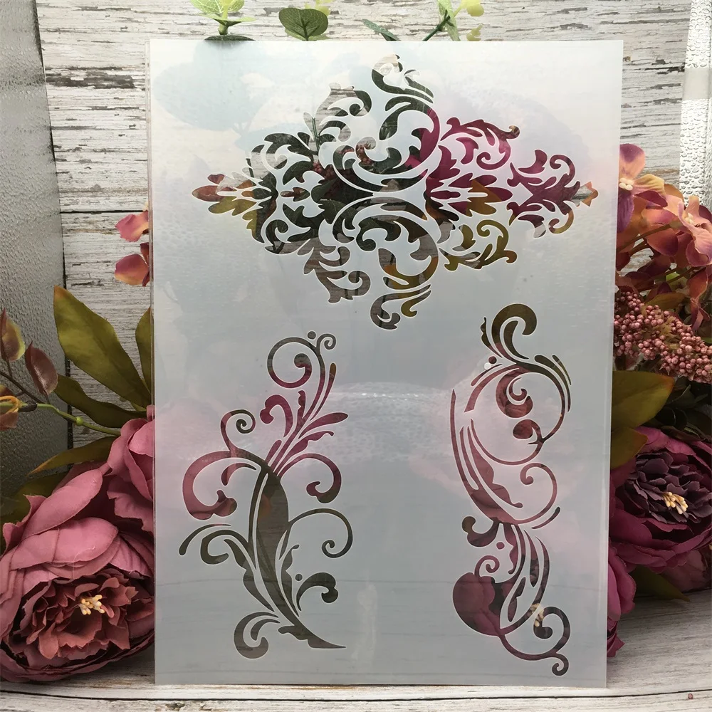 

A4 29*21cm Vintage Floral Frame Edge DIY Layering Stencils Wall Painting Scrapbook Coloring Embossing Album Decorative Template