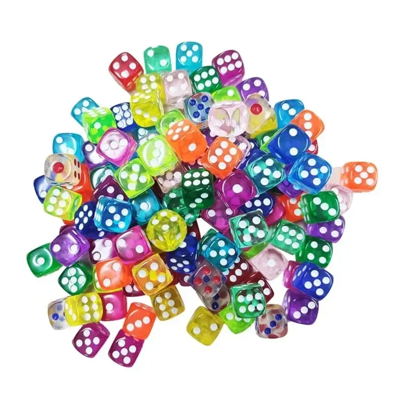 Edge Board Game Dice for Tabletop 14mm 50PCS Colorful Transparent Dice Set - Rounded RPG, D&D, Casino, Party Games