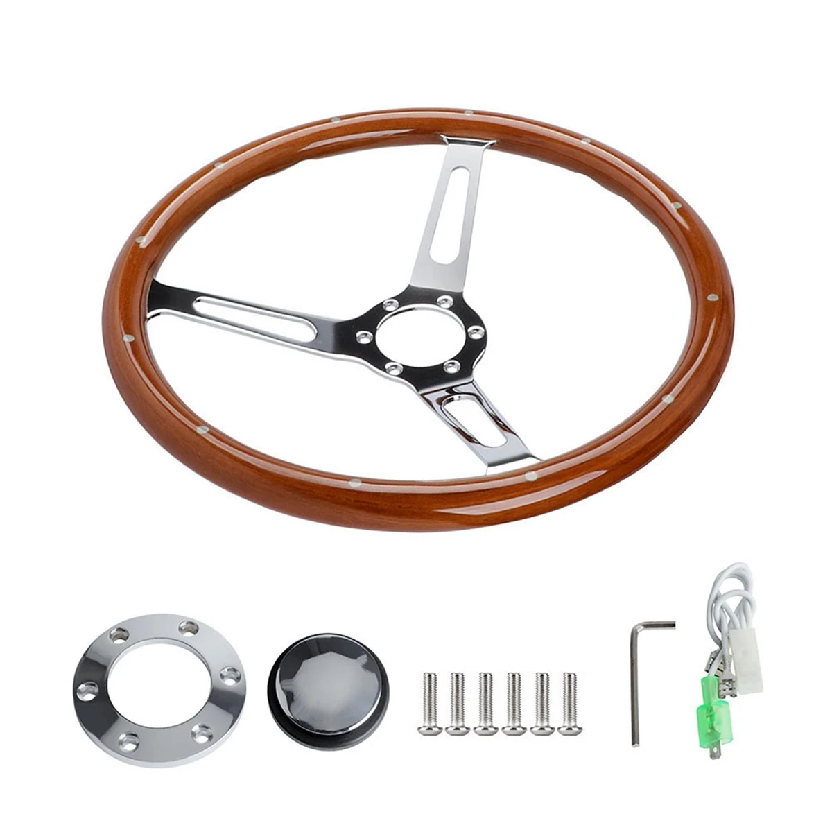 

15inch 380mm Car Racing Steering Wheel Wheel Wood Riveted Grip Sport Steering Wheel for Chevy Ford GMC Brown Wood