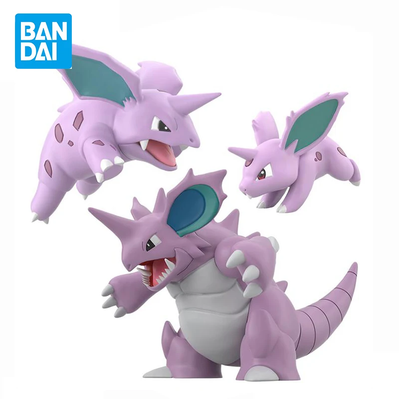 

In Stock Original BANDAI POKEMON SHOKUGAN Nidoran Nidorino Nidoking Kanto Region PVC Anime Figure Action Figures Model Toys