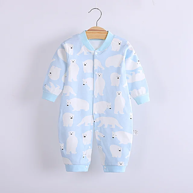 Cotton Baby Jumpsuit Baby Long Sleeve Toddler Romper Clothes Newborn Cute Romper Baby Home Clothes Baby Girl Winter Clothes B