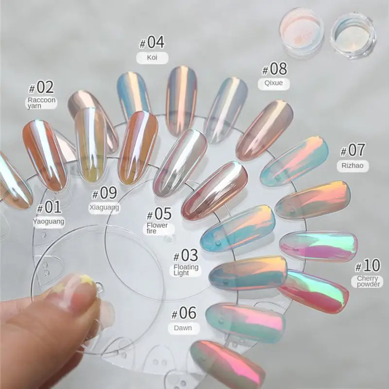 Pearl White Nails Glitter Aurora - Hailey Bieber Nails Polveri Al Chiaro Di Luna Fritillary Shell Mirror Pigment Nail Decoration