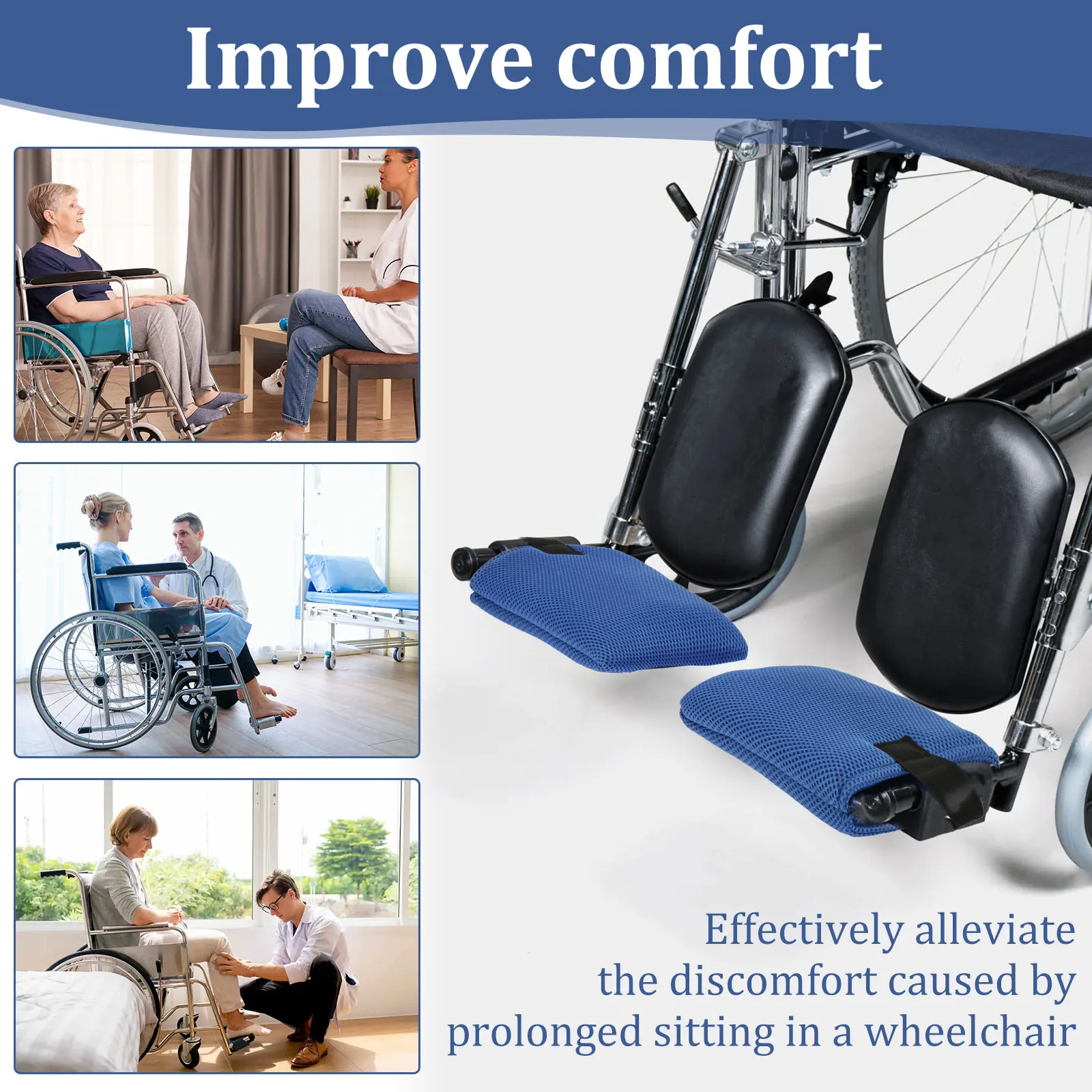 2Pcs Wheelchair Footrest Pads Non Slip Footplate Protector Pad Soft Breathable Leg Rest Cushion Foot Protection Pads for Elderly